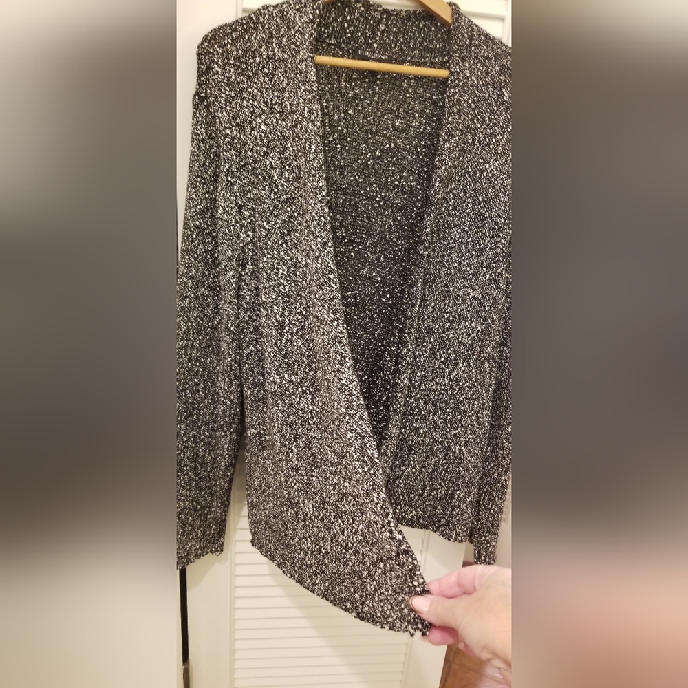 Eileen Fisher Wrapped Cotton Nubble Open Knit Cardigan Sweater 3X